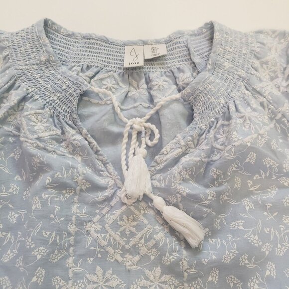 JOIE Peasant Blouse Women's Size Small Embroidered Blue Boho Cottage Core Fairy - Picture 10 of 16